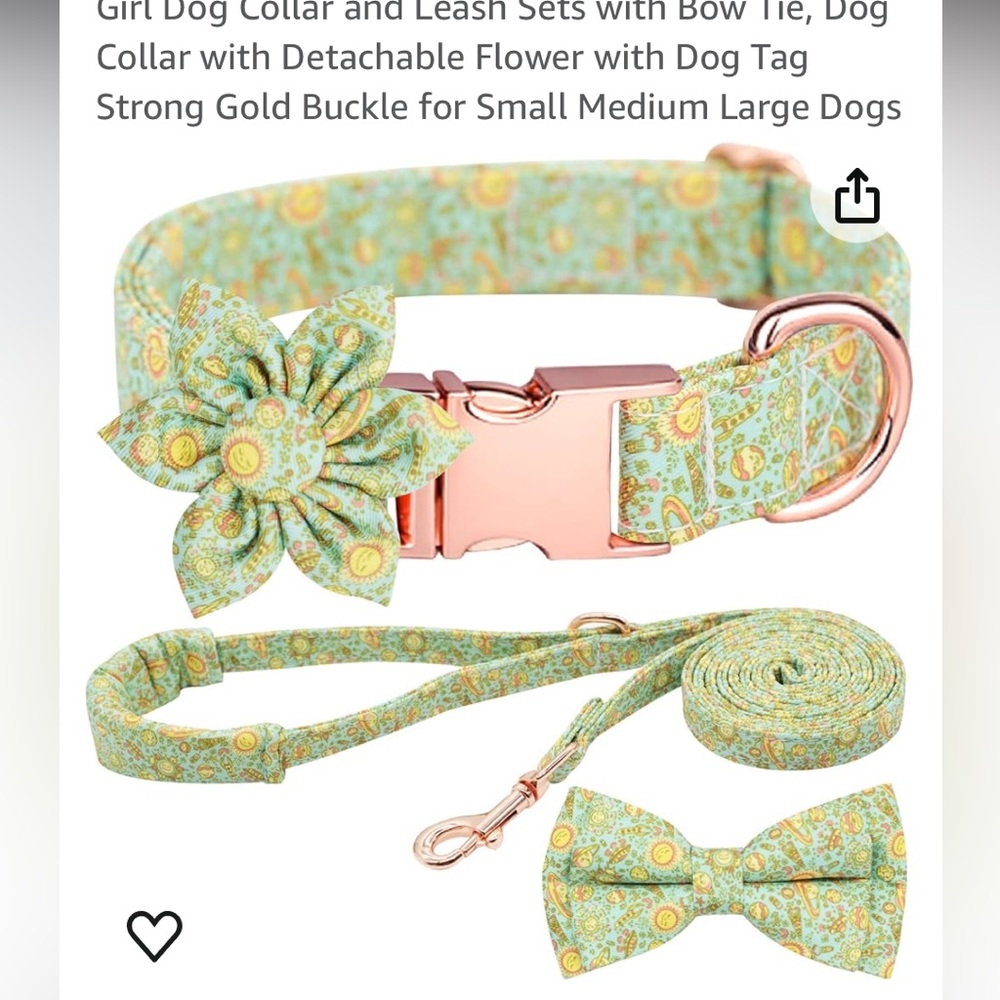 3 Piece Dog Walk Set Collar Leash Bow Tie NEW. Size Large HG 0010